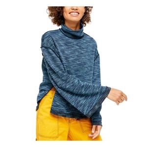 FREE PEOPLE Womens Navy Long Sleeve Turtle Neck